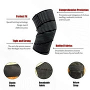 (2 Pack) 1 Pair Elastic Knee Brace Compression Bandage Straps Wraps Support for Legs Pain Relief Knee Pad Sleeve for Women Men Running Basketball Tennis Soccer Football