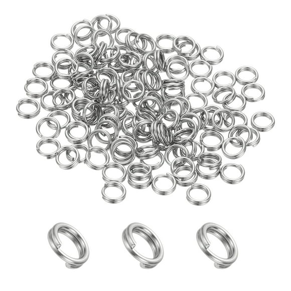 Uxcell Round Split Ring 100 Pcs 0.2 inch x 0.7 mm Small Split Rings with Double Loops Metal Small Key Circle Silver