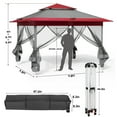 thumbnail image 2 of Pirecart 11' x 11' Outdoor Gazebo Instant Pop Up Canopy Tent with Netting Sidewalls & Wheeled Bag for Patio Backyard  Garden, Red & Gray, 2 of 8