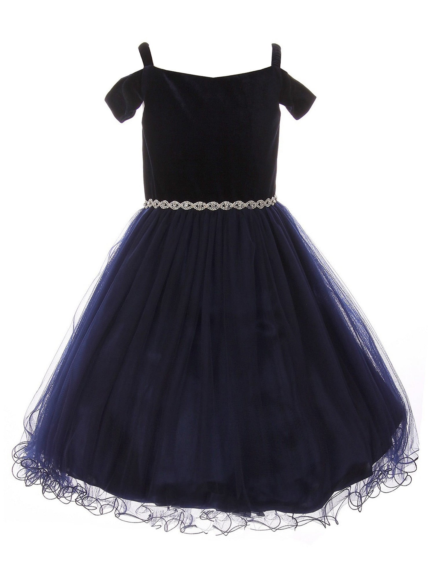 girls navy velvet dress