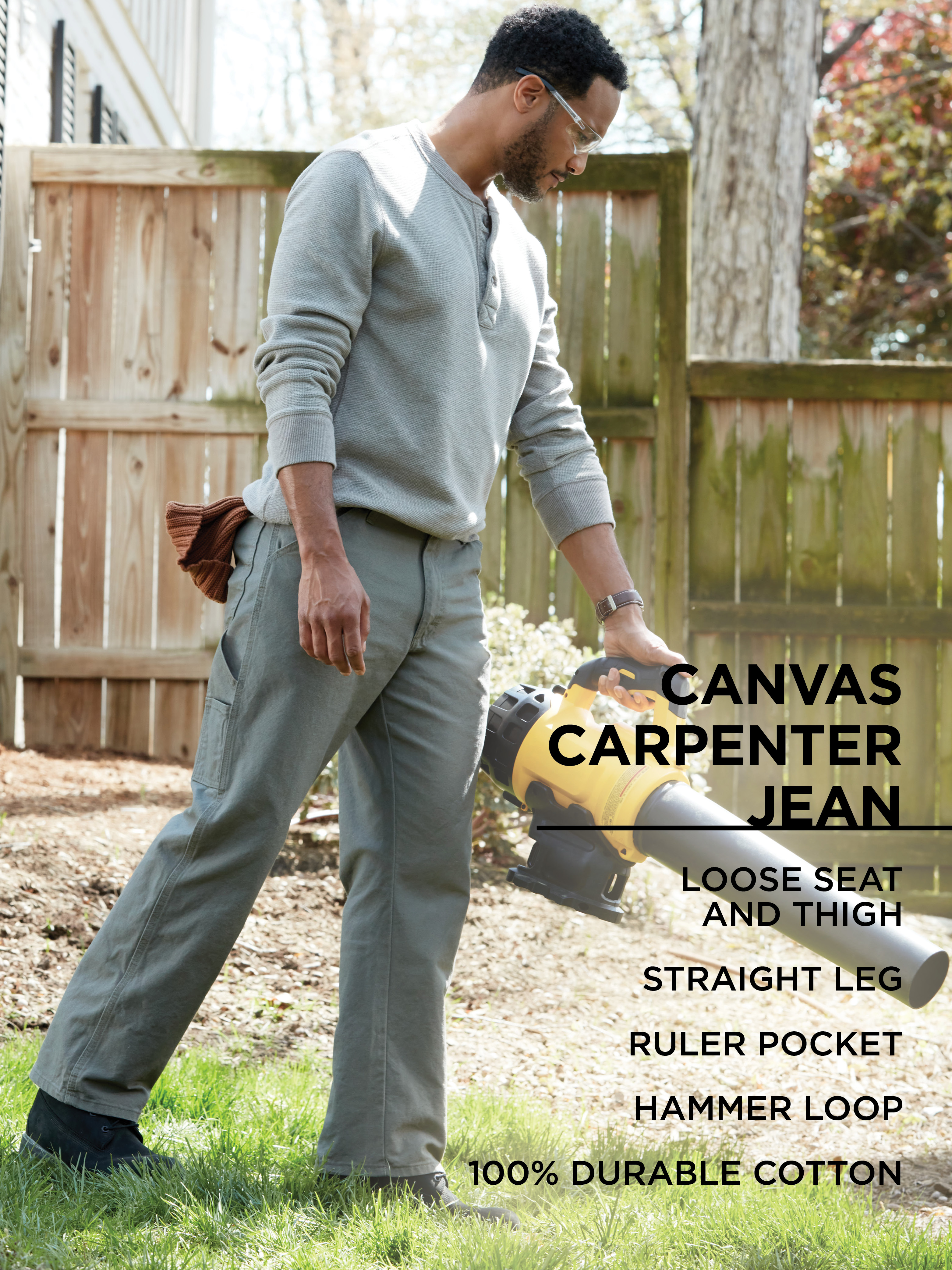 Rustler Men's Canvas Carpenter Jeans, Straight Leg, Brown photo 2