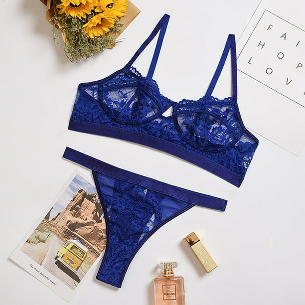 Encaje sexy conjunto de ropa interior sujetador ropa interior regalo para mujer azul real L 2 piezas Advancent XX000054 43 Walmart en linea