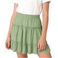 thumbnail image 2 of Tdoqot Girls Ruffle Skirts- Cute Elastic Waist Casual A-line A-Line Uniform Mini Skirt Green Size 8, 2 of 6