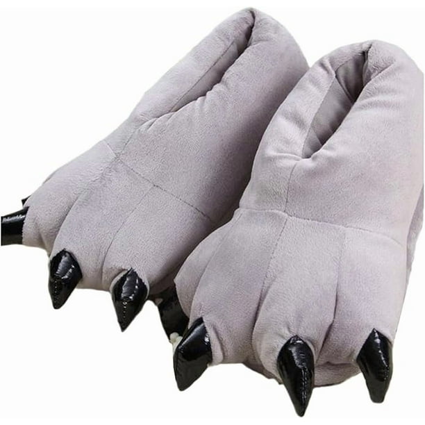 Pantuflas de felpa suave unisex para casa, disfraz de animal, zapatos con garras y patas