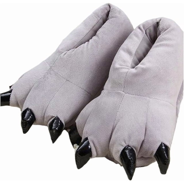 Pantuflas de felpa suave unisex para casa, disfraz de animal, zapatos con garras y patas
