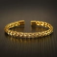 thumbnail image 4 of EOEMY Luxury 3Pcs/Set Charm Gold Men Stainless Steel Roman Numeral Bracelets Jewelry-Gold Woven Bracelet, 4 of 4