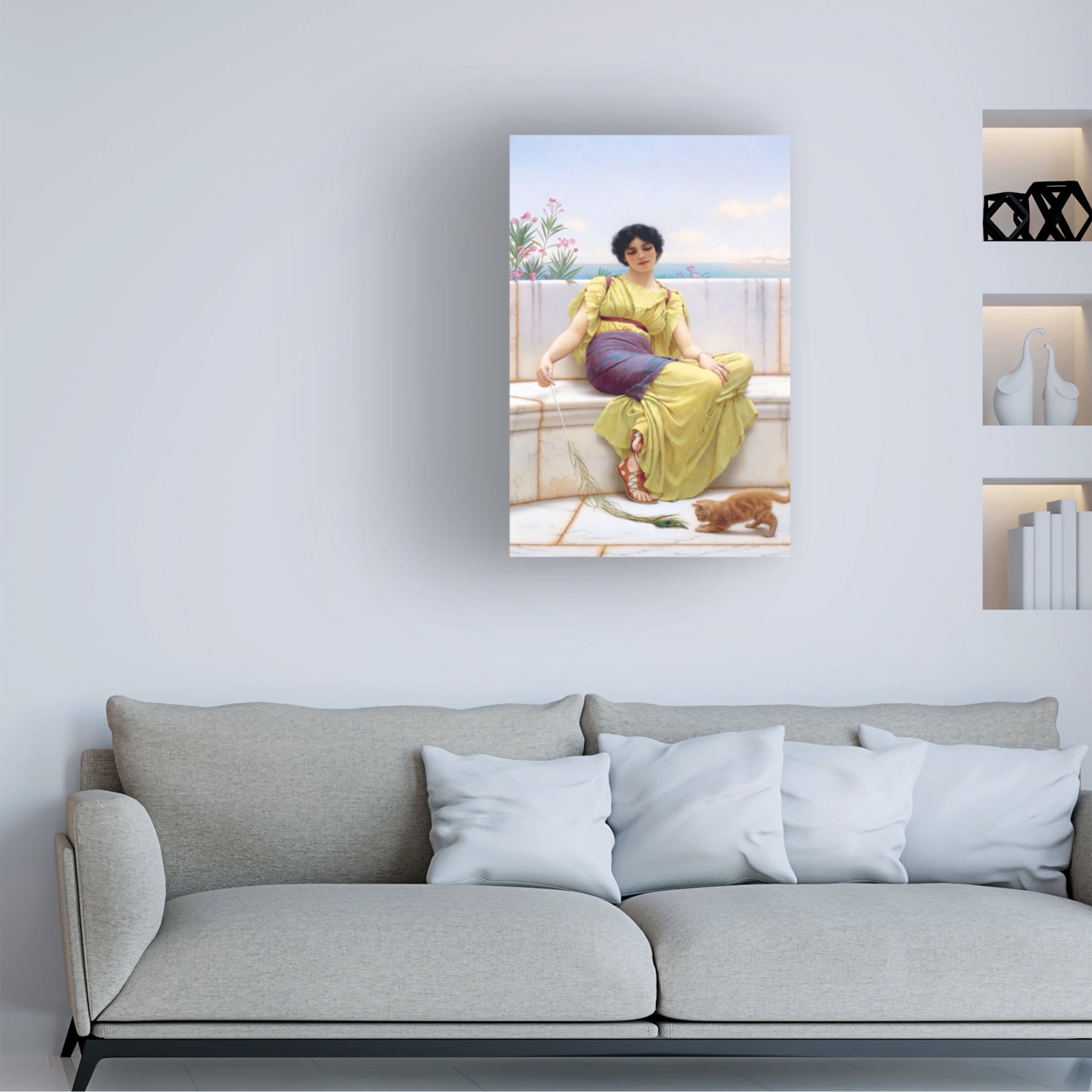 Canvas Wall Art - Masters Collection 'Idleness John Willam Godward' Wall Art for Living Room, Bedroom, or Office Décor by Trademark Fine Art - 30 x 47 Inches