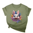 thumbnail image 1 of Tops de Cuello Alto para las Mujeres Amante Impreso Camiseta Cuello Redondo Manga Corta, Poliéster Spandex, 1 of 7