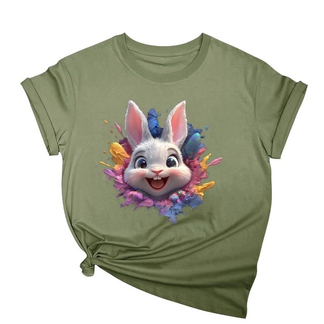 Tops de Cuello Alto para las Mujeres Amante Impreso Camiseta Cuello Redondo Manga Corta, Poliéster Spandex