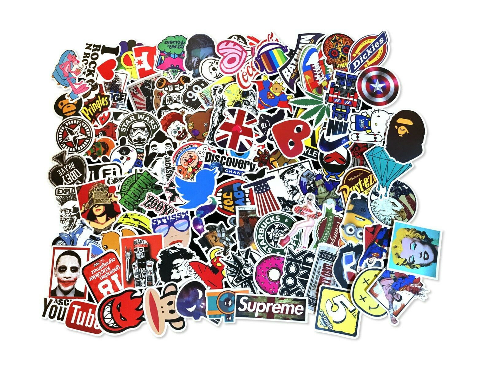 50 Random Skateboard Stickers Vinyl Laptop Luggage Decals Dope Sticker Lot 