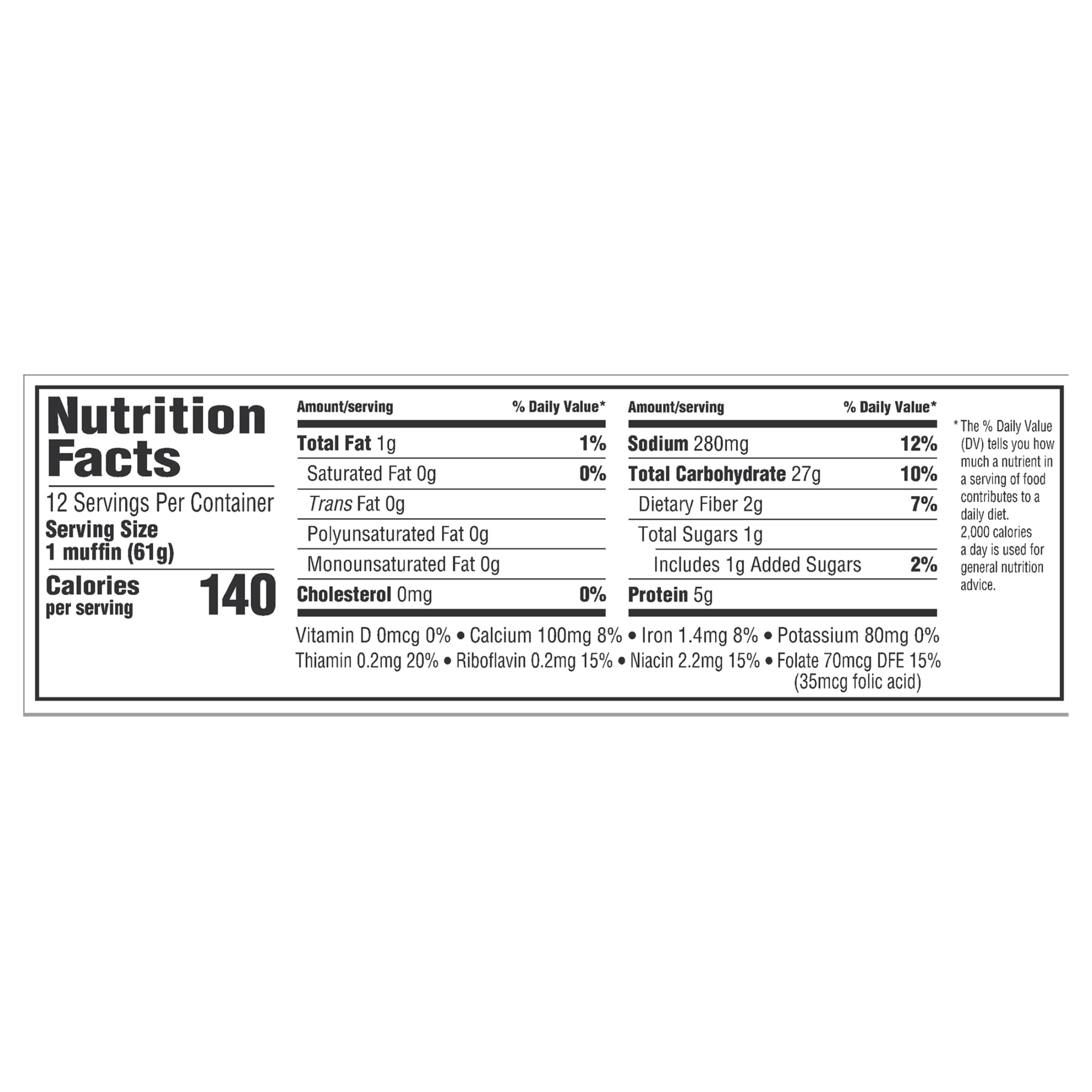 Master Wheat English Muffin, 12 Count, 26 oz Bag