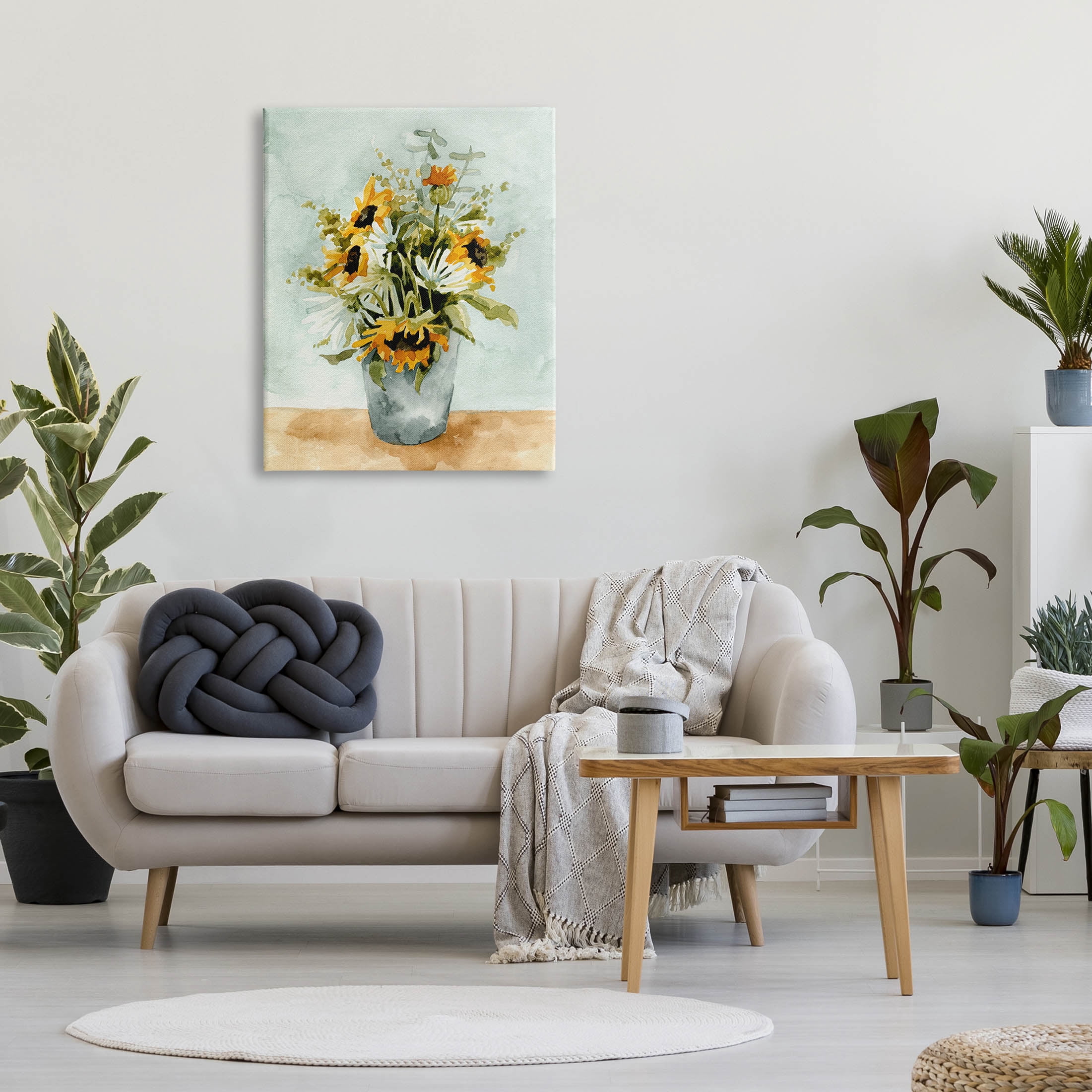 Stupell Industries Sunflower Blossom Watercolor Detail Painting Gallery Wrapped Canvas Print Wall Art, Design by Emma Caroline