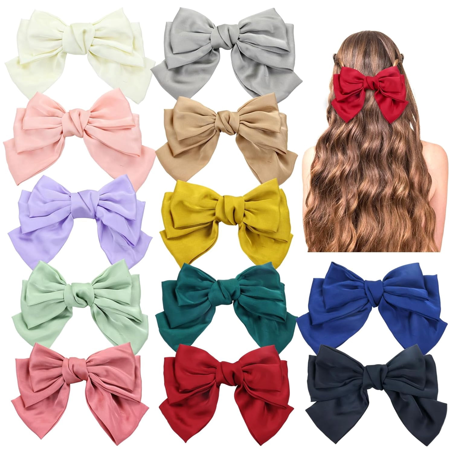12 Colors Pack 8 Inch Large Big Oversized Knot Bowknot Satin  display picture 2