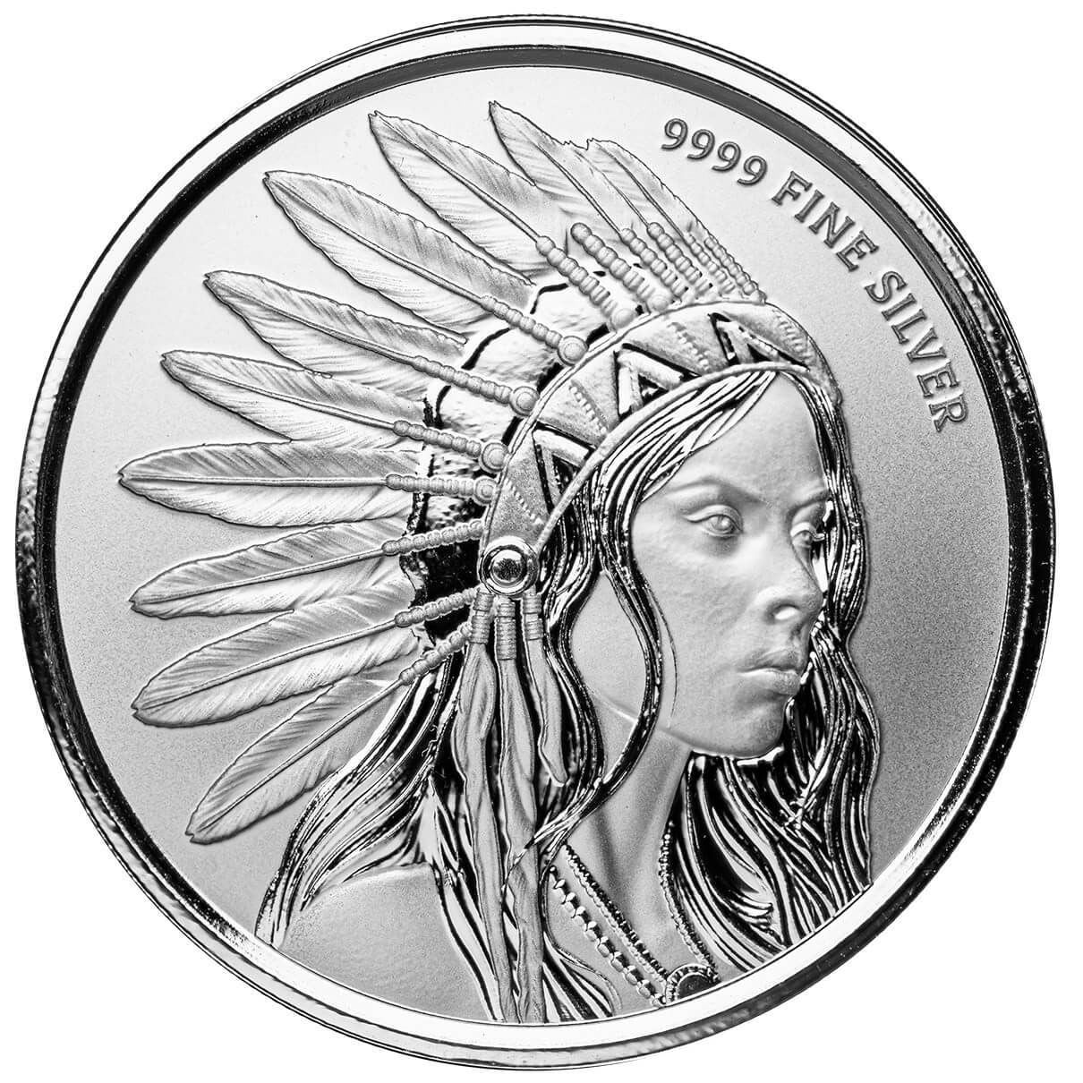 1 oz Silver Round - Silver Buffalo Girl .999 Silver Bullion Round by Scottsdale Mint