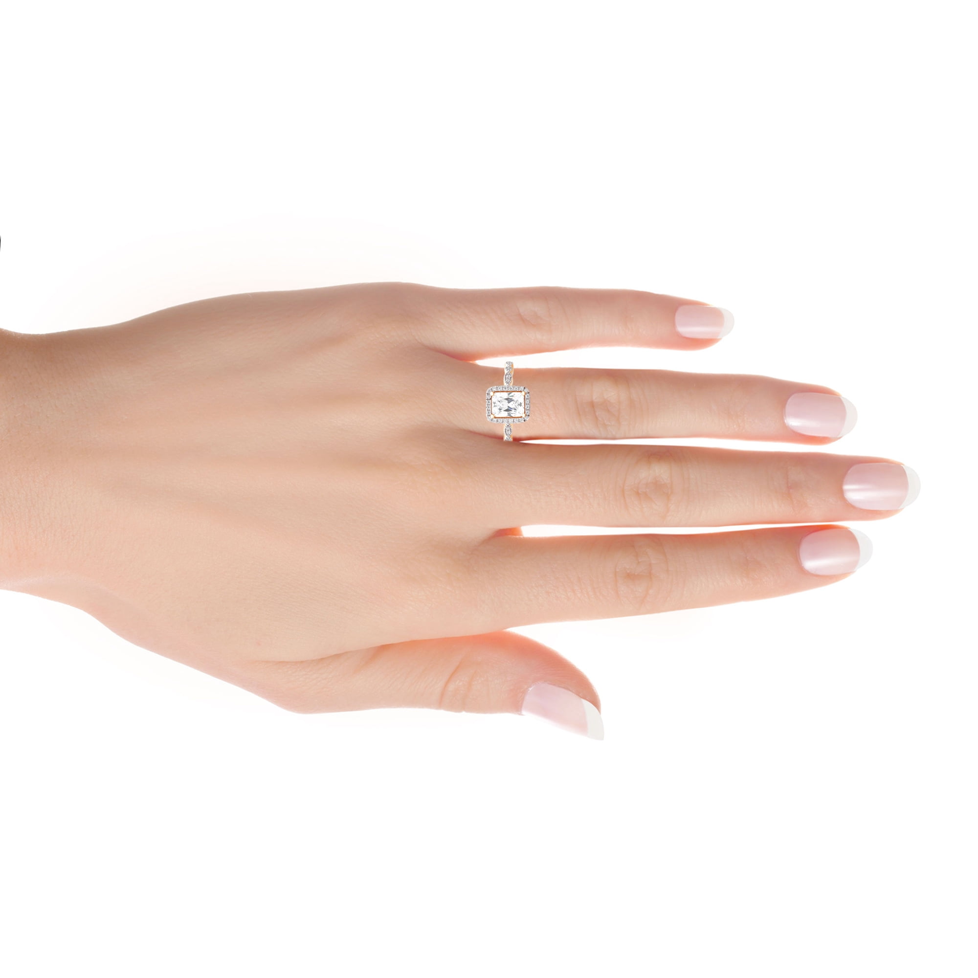 Arista 2-1/4 Carat T.W. Emerald Swarovski Twisted Shank Engagement Ring in Pink Plated Sterling Silver
