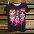 thumbnail image 4 of 2026 Valentines Heart & Kitten Print Women's Round Neck Short Sleeve Top Cuddly Cute Outfits Whisker-kiss Romance Tees Purr-fect Affection Clothing Love Tees Romance Heart Daily Tee Tops, 4 of 6