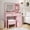 Pink, variant on DTTRA 35.4" Makeup Vanity Desk with Lighted Mirror and Charging Station, Vanity Set with Cushioned Stool, 3-Color LED, 2 Drawers, Cabinet & Hair Dryer Rack for Bedroom, Pink