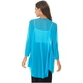 thumbnail image 4 of YONGHS Women Half Sleeve Chiffon Long Cardigan Bolero Open Front Casual Shrug Jackets Sky Blue XXL, 4 of 5
