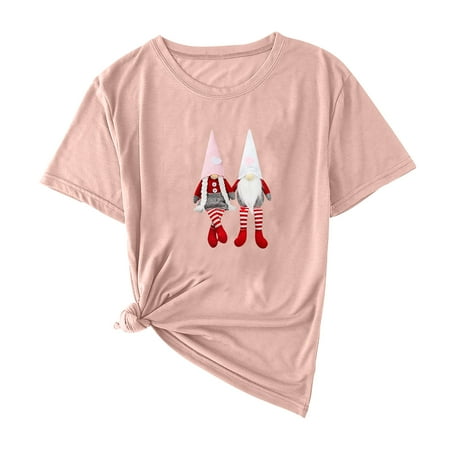 

Casual Women Short Sleeve Printed O-Neck Tops Tee T-Shirt Corset Tops for Women Pink XL