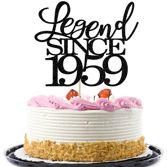 Migeaks Legend Since 1959 Decoración Para Tarta De 65 Cumpleaños, Decoración Para Tarta De Feliz Cumpleaños, Hombres Y Mujeres Animan A 65 Años, Decoración De Tarta Hecha A Mano Con Purpurina Negra
