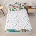 thumbnail image 4 of Erosebridal Simple Camp Sketch Zipper Twin Comforter Sets with Fitted Sheet and 2 Pillowcases,Cartoon Wildlife Camping Pattern Zipper Bedding Set For Boys,Colorful Stars Reversible,4pcs, 4 of 7