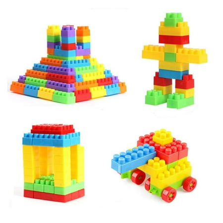 66 Small Plastic Building Blocks For Children Packed In Storage Boxes ...