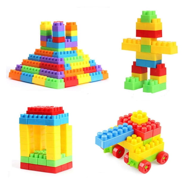 66 pequeños bloques de construcción de plástico para niños embalados en cajas de almacenamiento, de colores Fokelyi LL-1338