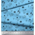thumbnail image 2 of Soimoi Blue Heavy Satin Fabric Heart & Birds Cartoon Decor Fabric Printed Yard 54 Inch Wide, 2 of 3