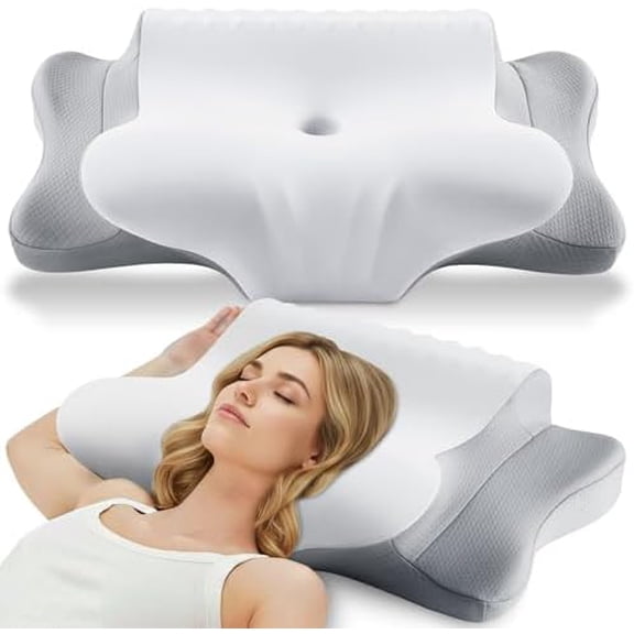 Cervical Pillow for Neck Pain Relief, Ergonomic Contour Memory Foam Pillow for Side Back Sleeper Support, Spinal Alignment & Shoulder Pain Relief with Adjustable Loft and Cooling Washable Cover