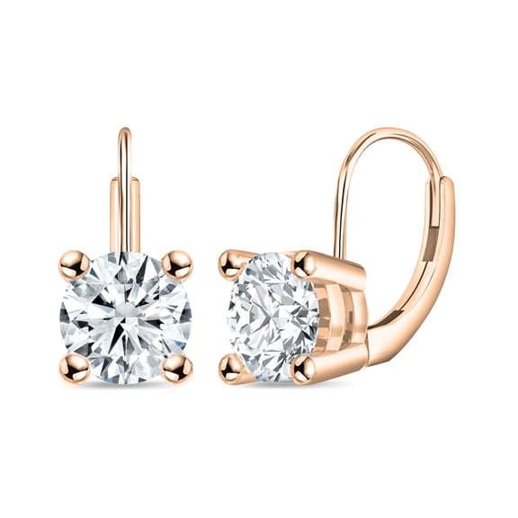 Dazzlingrock Collection IGI Certified 3.00 Carat Round Lab Grown White Diamond Solitaire Lever Back Drop Earrings for Women in 14K Solid Rose Gold