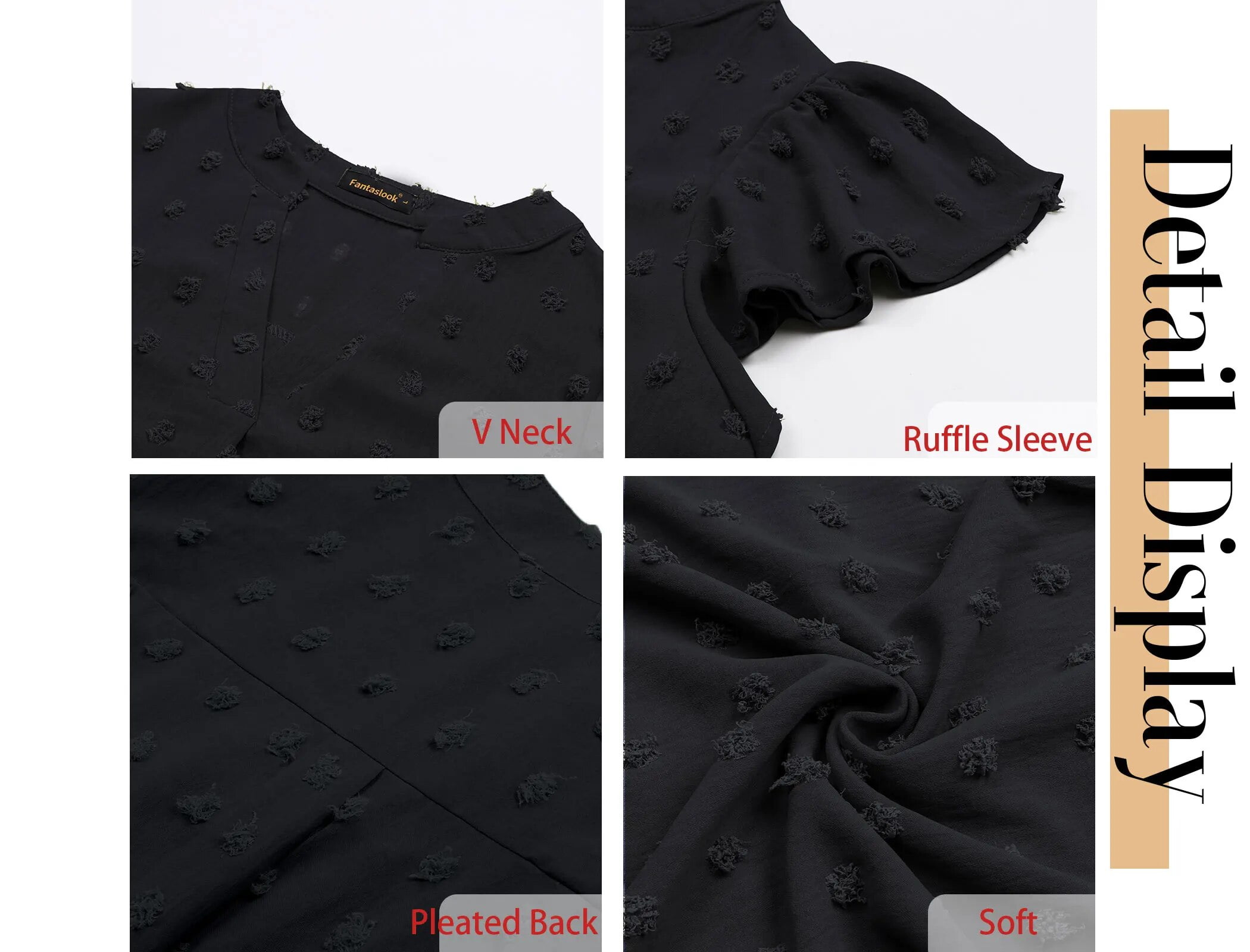 Fantaslook Blouses for Women Dressy V Neck Ruffle Sleeve Summer Tops Casual Flowy Shirts