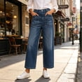 thumbnail image 5 of Karymi Jeans for Women High Waist Straight Leg Ankle Pants, Denim Pants with Slant Patch Pockets Women's Pants, 5 of 7