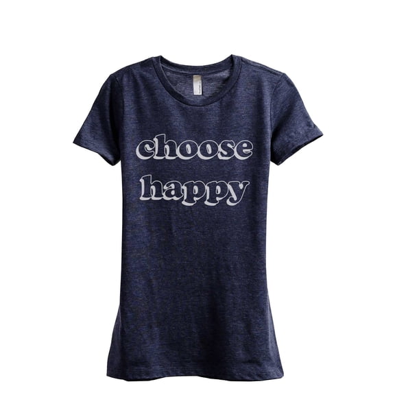 Choose Happy Women's Fashion Relaxed T-Shirt Tee Heather Navy X-Large