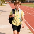 thumbnail image 6 of Guluxicc Button Up Shirts for Kids Boys Short Sleeve Geometric Print Casual Summer Turndown Collar Tops with Pockets, 6 of 8
