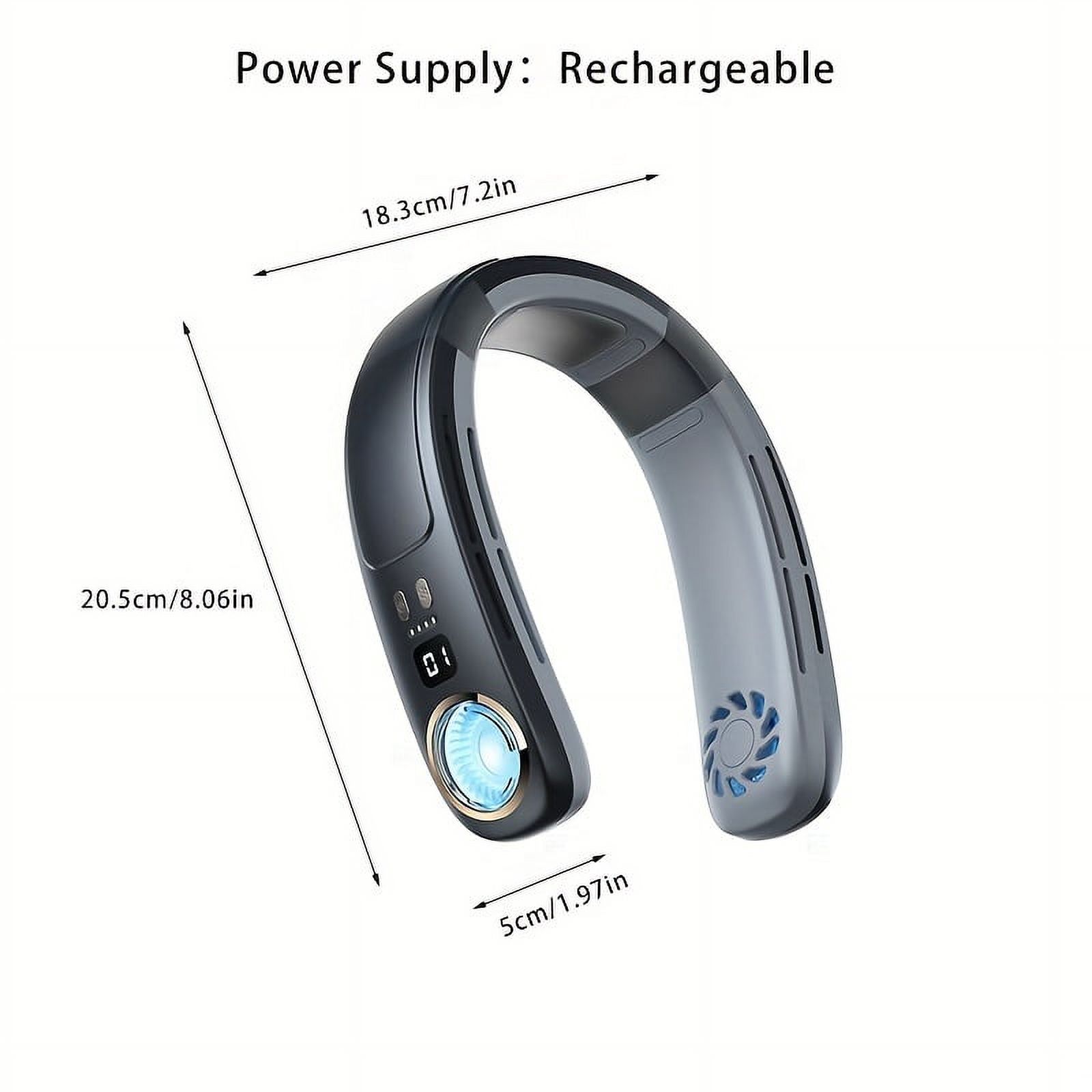 Ice porcelain cooling halter fan, portable rechargeable neck