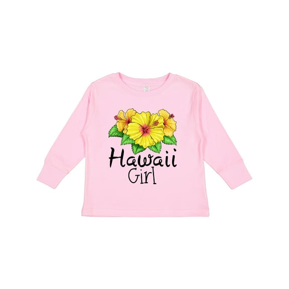 Inktastic Hawaii Girl Hibiscus Flowers Girls Long Sleeve Toddler T-Shirt