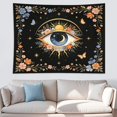 thumbnail image 3 of Boho Floral Evil Eye Tapestry, 80x60 Inch Black Sun Moon Star Butterfly Wall Hanging, Cozy Vintage Botanical Tapestry for Reading Corner, Bedroom Dorm Renter Home Refresh Decor, 3 of 6