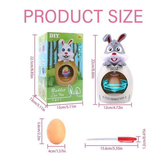 kjfeif Easter Egg Decorator Kit - Includes Bunny Decorating Spinner Arts and Crafts Set with Music and Light, Easter Eggs Coloring Kit with 3 Eggs & 8 Colorful Markers