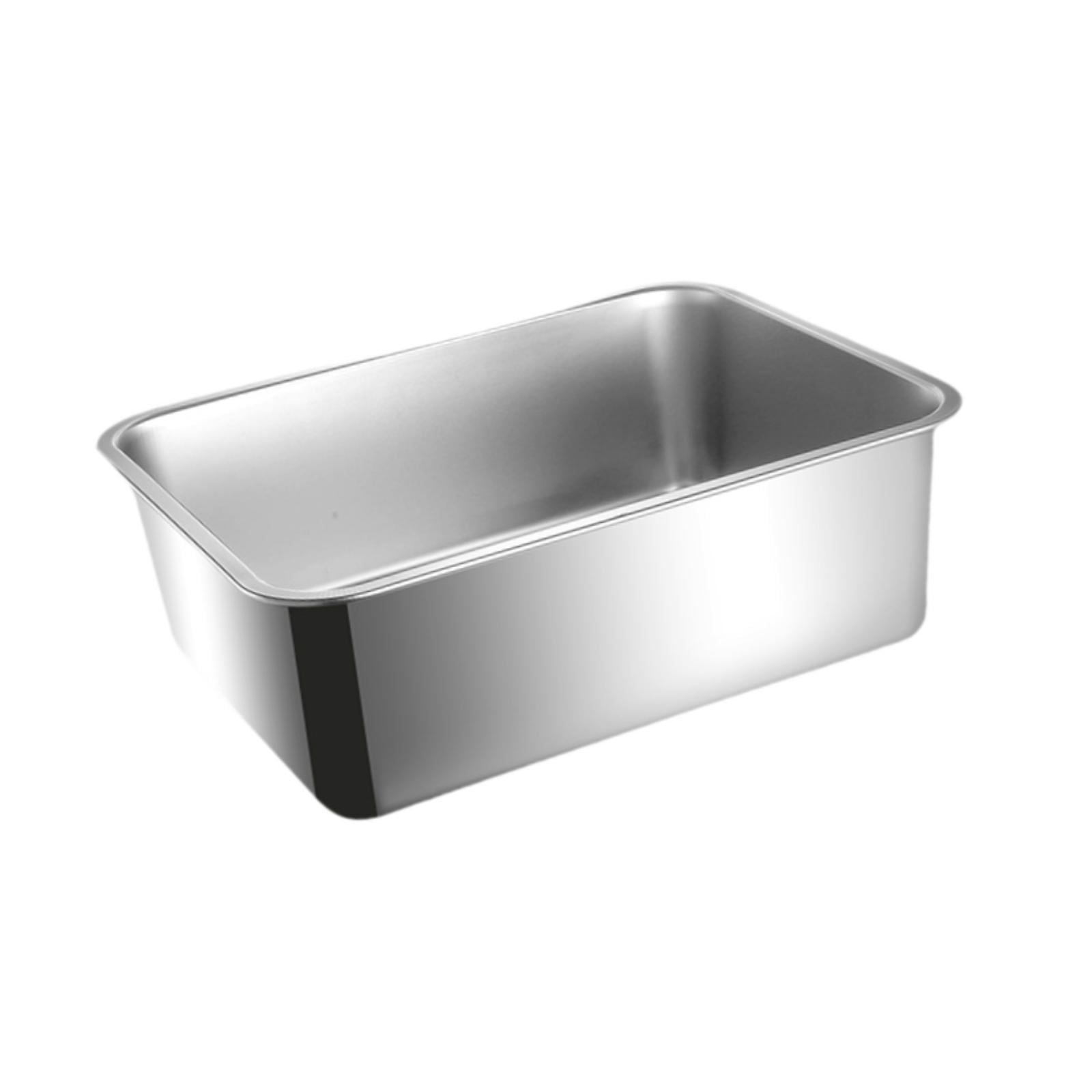 Zxpjkyu Cat Litter Box Litter Pan Stainless Steel Container Easy to Clean Open Top Large Height 15cm
