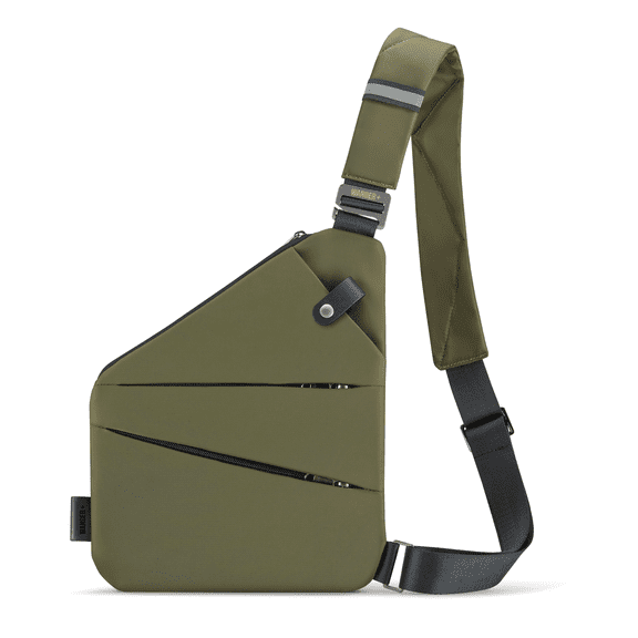 WANDER Anti Theft Crossbody Travel Bag for Women Men, Multi-Pocket Crossbody Bag, Slim Sling Bag with Adjustable Strap, Avocado Green