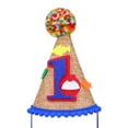 thumbnail image 1 of Sombrero de fiesta de cumpleaños para niños de 1 año, sombrero de cono con pompones para la celebración del primer cumpleaños de bebés, niños y niñas, 1 of 8