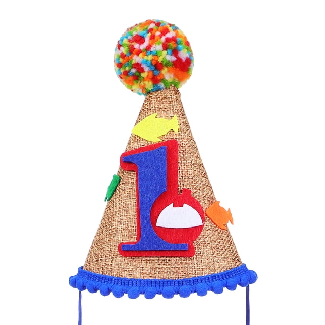 Sombrero de fiesta de cumpleaños para niños de 1 año, sombrero de cono con pompones para la celebración del primer cumpleaños de bebés, niños y niñas