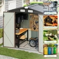 thumbnail image 2 of Aoxun 8’x 6’ Outdoor Storage Shed with Base Frame, Metal Garden Tool Shed with Lockable Door, Galvanized Steel Shed for Backyard, Lawn and Patio, Black, 2 of 8