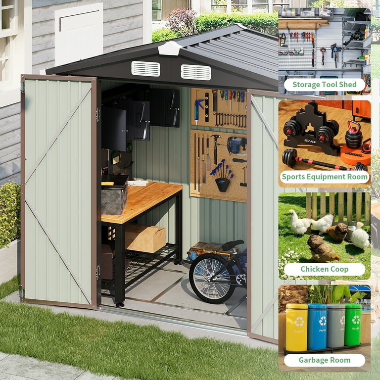 BaPiPro 6.2x4 FT Outdoor Storage Shed with Integrated Base - Heavy