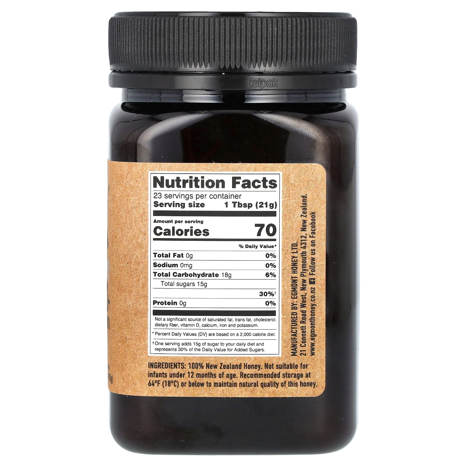 Egmont Honey Manuka Honey, Raw And Unpasteurized, UMF 16+, MGO 573+, 17.6 oz (500 g)