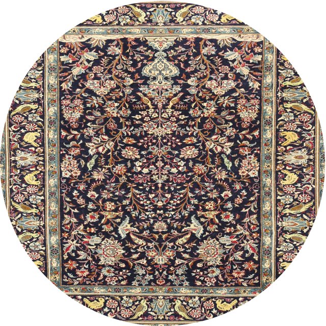 Ahgly Company Machine Washable Indoor Round Traditional Light French Beige Brown Area Rugs, 4' Round