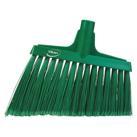 Vikan 9 in Sweep Face Angle Broom, Soft, Synthetic, Green 29162