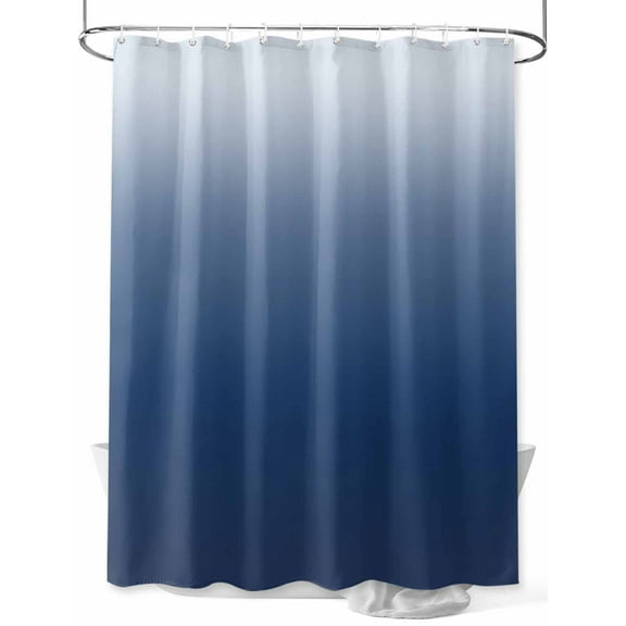 Shower Curtain Navy Blue Bathroom Curtains with Hooks, Waterproof Fabric Gradient Colorf Bath Shower Curtains Set for Bathroom Bathtubs Decor 36x72 Inch