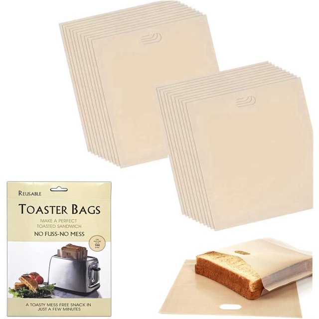 Paquete de 10 bolsas reutilizables para tostadora, antiadherentes, bolsas para sándwich tostado, bolsas para tostadas lavables para sándwiches, pasteles, Pizza, pollo