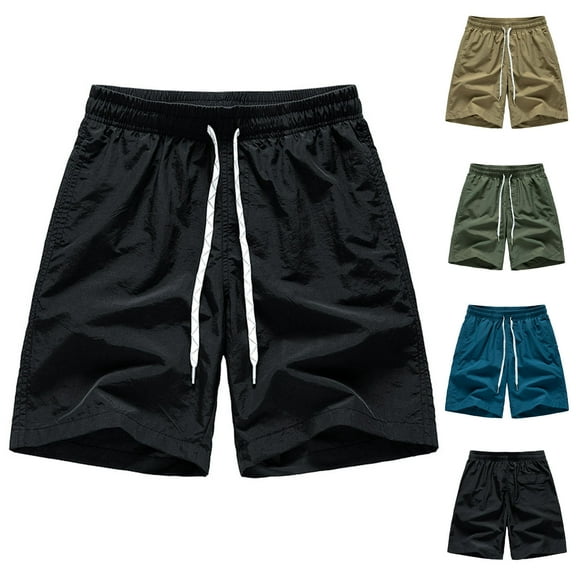 ZRGHAOYLQ Men's Nylon Workout Shorts Athletic Gym Shorts Plus Size Athletic Pant Drawstring Waist Casual Loose Quick Dry Running Shorts